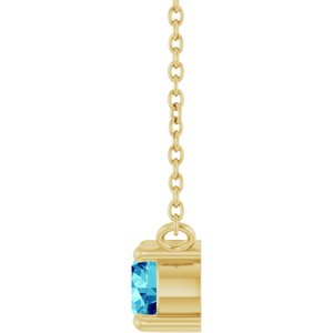 14K Yellow Gold Natural Blue Zircon & .06 CT Natural Diamond 18" Necklace