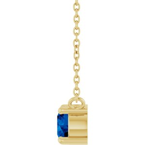 14K Yellow Gold Natural Blue Sapphire & .06 CT Natural Diamond 18" Necklace