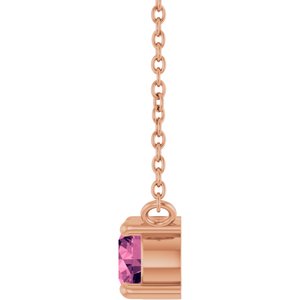 14K Rose Gold Natural Pink Tourmaline & .06 CT Natural Diamond 18" Necklace