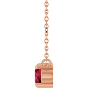 14K Rose Gold Natural Ruby & .06 CT Natural Diamond 18" Necklace