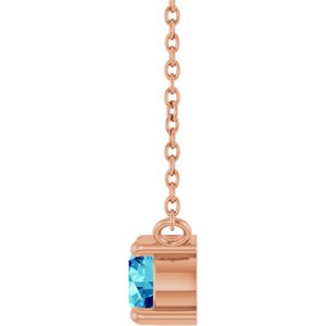 14K Rose Gold Natural Blue Zircon & .06 CT Natural Diamond 18" Necklace