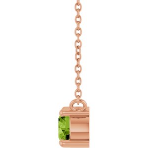 14K Rose Gold Natural Peridot & .06 CT Natural Diamond 18" Necklace