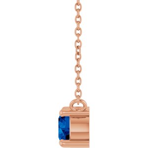 14K Rose Gold Natural Blue Sapphire & .06 CT Natural Diamond 18" Necklace