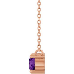 14K Rose Gold Natural Amethyst & .06 CT Natural Diamond 18" Necklace