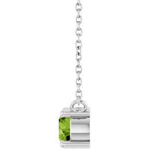 Platinum Natural Peridot & .06 CT Natural Diamond 18" Necklace