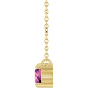 14K Yellow Gold Natural Pink Tourmaline & .06 CT Natural Diamond 18" Necklace