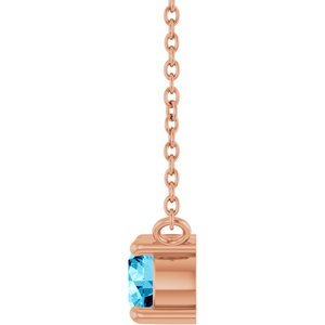 14K Rose Gold Natural Aquamarine & .06 CT Natural Diamond 18" Necklace