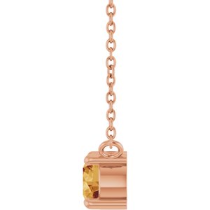14K Rose Gold Natural Citrine & .06 CT Natural Diamond 18" Necklace
