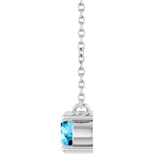 Sterling Silver Natural Aquamarine & .06 CT Natural Diamond 18" Necklace