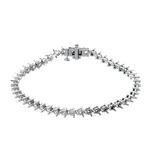 18K White Gold 3 mm Round Line 7 1/4" Bracelet Mounting