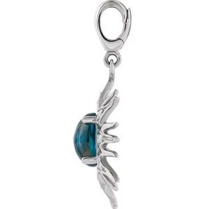 Sterling Silver Lab-Grown London Blue Topaz & 1/10 CTW Lab-Grown Diamond Sun Charm/Pendant – image 2