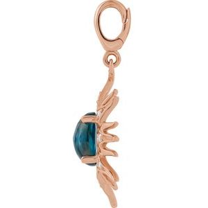 14K Rose Gold Natural London Blue Topaz & 1/10 CTW Natural Diamond Sun Charm/Pendant – image 2
