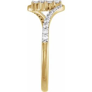 14K Yellow Gold 1/4 CTW Lab-Grown Diamond Cross Ring