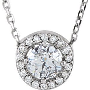14K White Gold 3/8 CTW Natural Diamond Halo-Style 16" Necklace