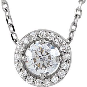14K White Gold 1/4 CTW Natural Diamond Halo-Style 16" Necklace