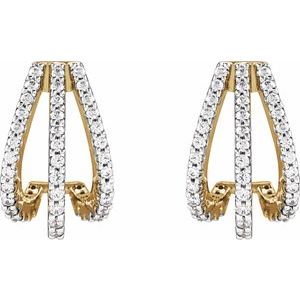 14K Yellow Gold 1/2 CTW Lab-Grown Diamond 14 mm Hoop Earrings
