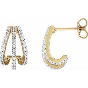 14K Yellow Gold 1/2 CTW Lab-Grown Diamond 14 mm Hoop Earrings