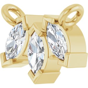 14K Yellow Gold 1/5 CTW Lab-Grown Diamond Three-Stone Necklace Center