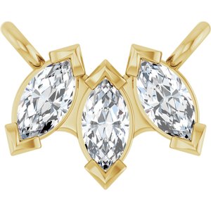 14K Yellow Gold 1/5 CTW Lab-Grown Diamond Three-Stone Necklace Center