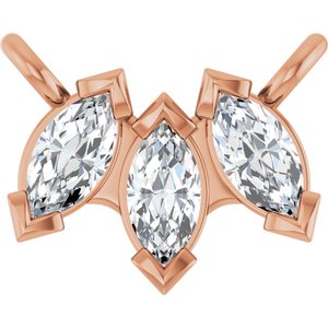 14K Rose Gold 1/5 CTW Natural Diamond Three-Stone Necklace Center