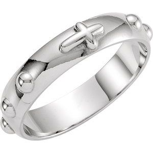 Platinum 5 mm Rosary Ring Size 9
