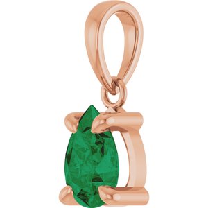 14K Rose Gold Lab-Grown Emerald Solitaire Pendant
