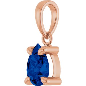 14K Rose Gold Lab-Grown Blue Sapphire Solitaire Pendant