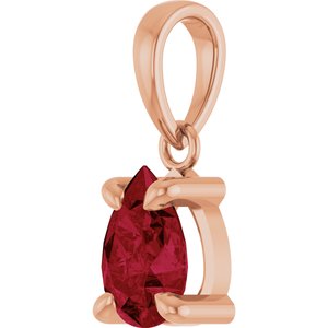 14K Rose Gold Lab-Grown Ruby Solitaire Pendant