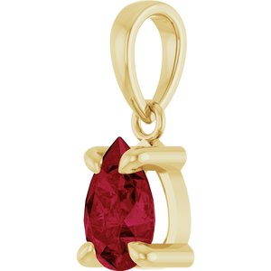 14K Yellow Gold Lab-Grown Ruby Solitaire Pendant