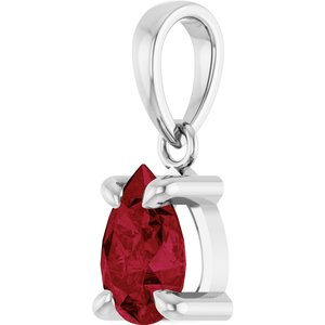 14K White Gold Lab-Grown Ruby Solitaire Pendant