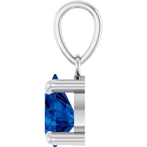 Platinum Lab-Grown Blue Sapphire Solitaire Pendant