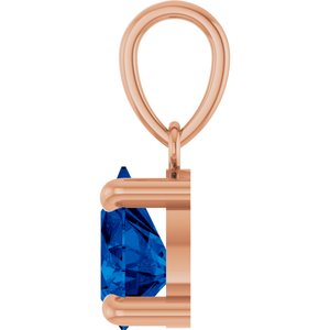 14K Rose Gold Lab-Grown Blue Sapphire Solitaire Pendant