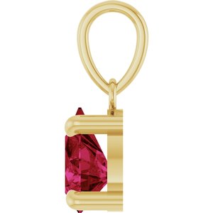 14K Yellow Gold Lab-Grown Ruby Solitaire Pendant