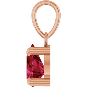 14K Rose Gold Lab-Grown Ruby Solitaire Pendant