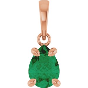 14K Rose Gold Lab-Grown Emerald Solitaire Pendant