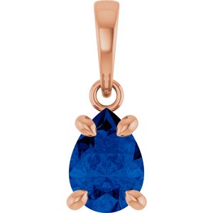 14K Rose Gold Lab-Grown Blue Sapphire Solitaire Pendant