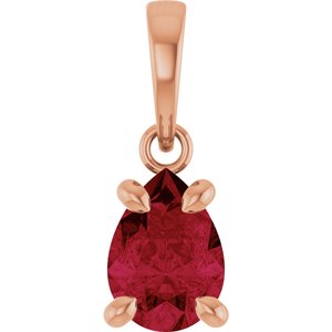 14K Rose Gold Lab-Grown Ruby Solitaire Pendant