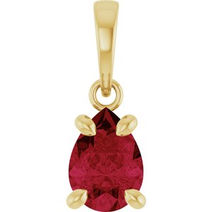 14K Yellow Gold Lab-Grown Ruby Solitaire Pendant
