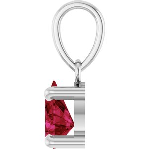 Sterling Silver Lab-Grown Ruby Solitaire Pendant