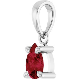Sterling Silver Lab-Grown Ruby Solitaire Pendant