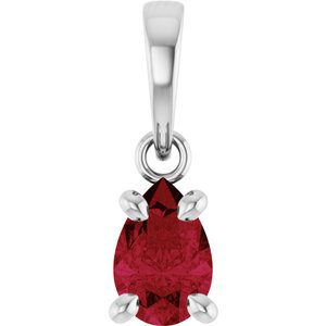 Sterling Silver Lab-Grown Ruby Solitaire Pendant