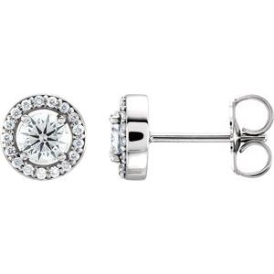 14K White Gold 1/2 CTW Natural Diamond Halo-Style Earrings
