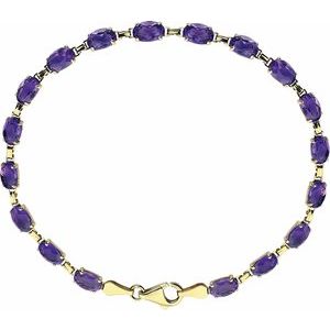 14K Yellow Gold Natural Amethyst 7 1/4" Bracelet