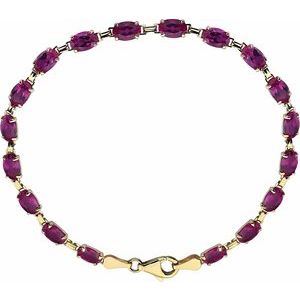 14K Yellow Gold Lab-Grown Ruby 7.25" Bracelet