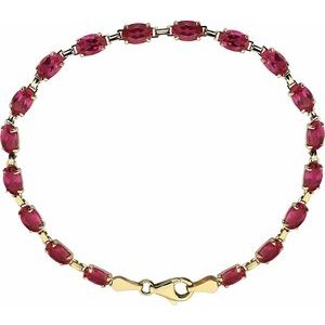 14K Yellow Gold Lab-Grown Ruby 7 1/4" Bracelet