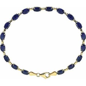 14K Yellow Gold Lab-Grown Blue Sapphire 7 1/4" Bracelet