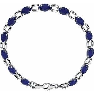 14K White Gold 7x5 mm Oval Natural Amethyst 7 1/4" Bracelet – image 3