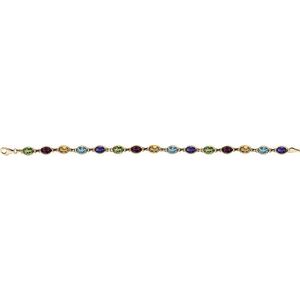 14K Yellow Gold Natural Multi-Gemstone Line 7" Bracelet