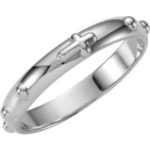 14K White Gold 3.2 mm Rosary Ring Size 4