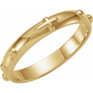 14K Yellow Gold 3.2 mm Rosary Ring Size 10